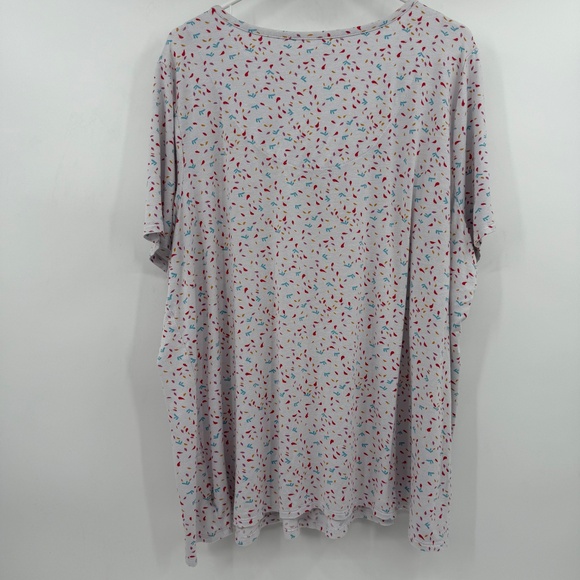 Kim Rogers Top Women 3X White Short Sleeve Peplum Sprinkle Multicolor Stretch - Picture 5 of 10